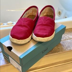 TOMS Red Canvas Slip-On Shoes